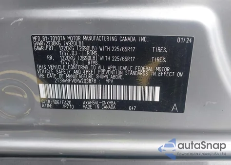 2024 Toyota Rav4 Hybrid Xle из США, поврежденный, VIN 2T3RWRFV0RW203878